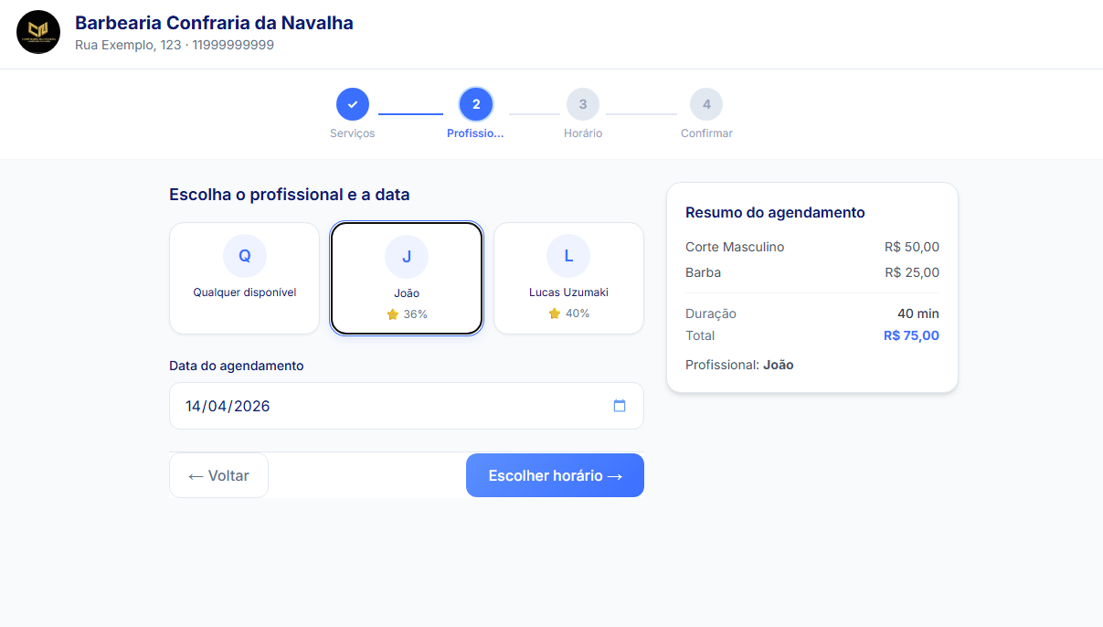 Agendamento — passo 2