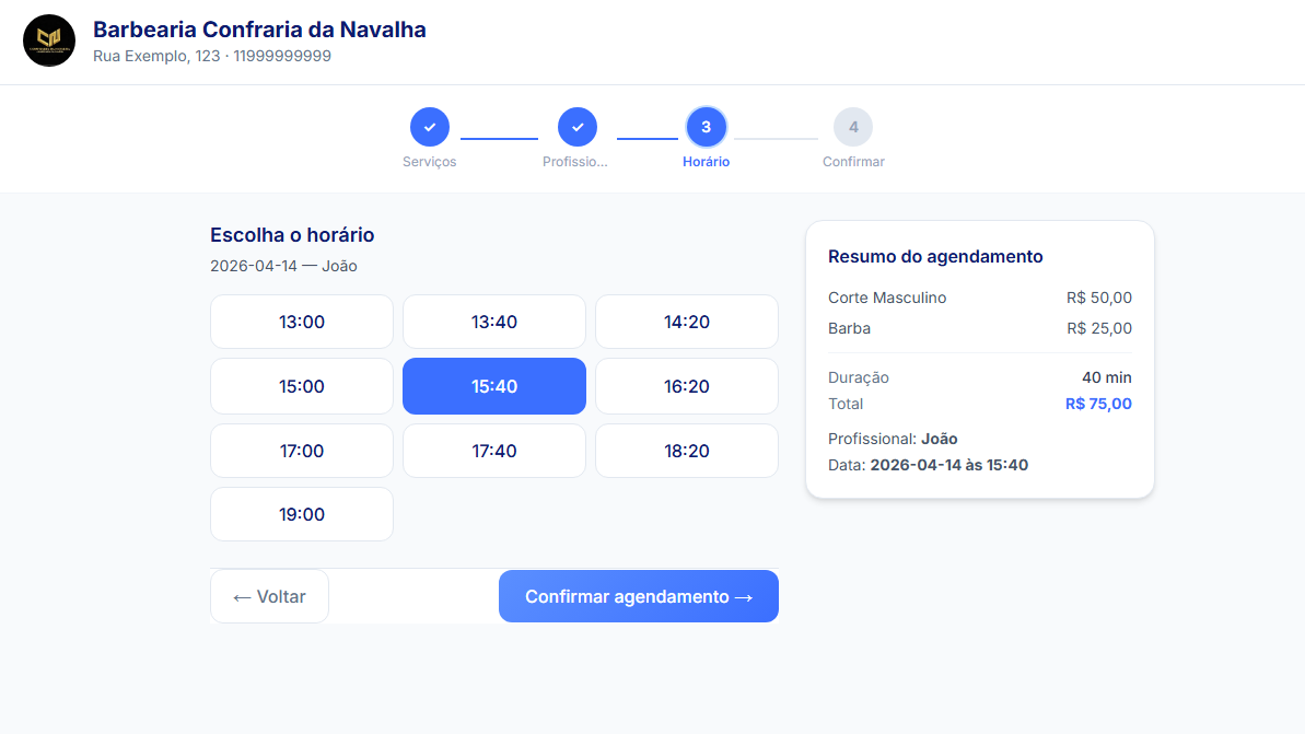 Agendamento — passo 3