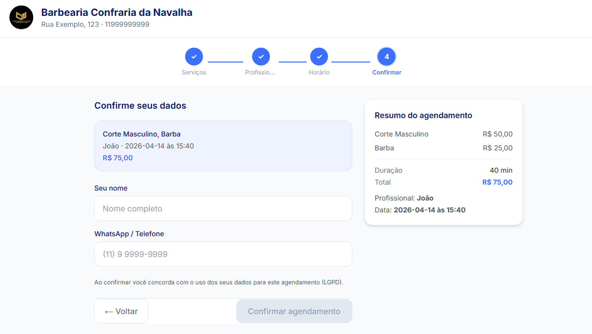 Agendamento — passo 4